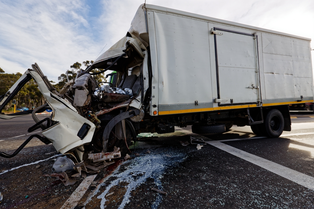 a serious accident between two lorries at a traffic light